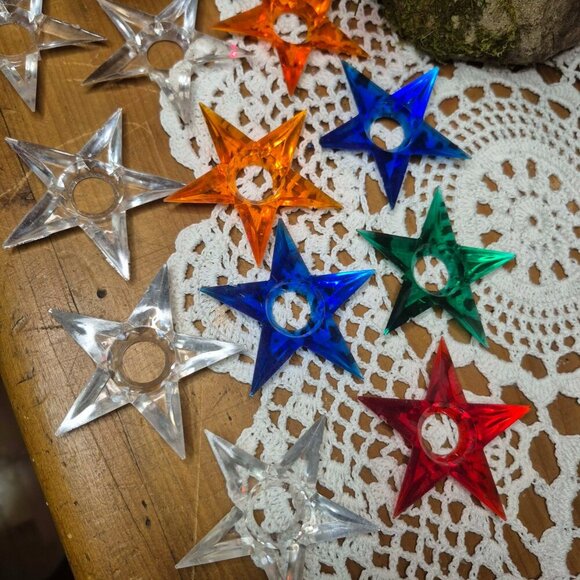 Other - 12 Vintage Christmas Plastic Star Light Reflectors